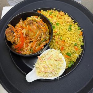 fried rice with salad