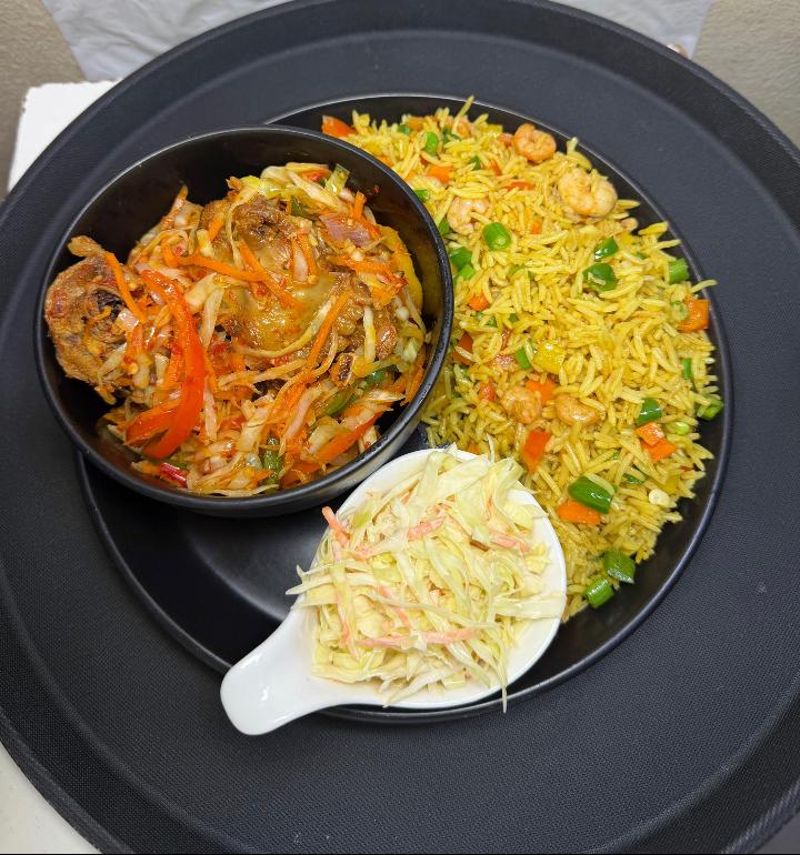 fried rice with salad